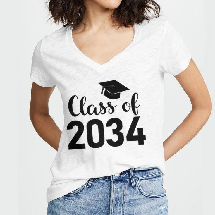 Class Of 2034 Grow With Me - Handprints Go On The Back Women V-Neck T-Shirt