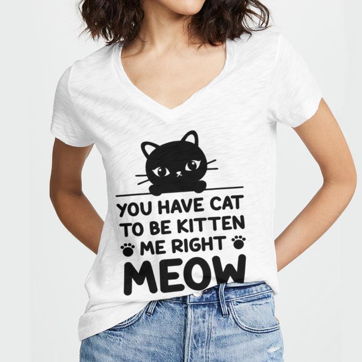 Cute Cat Lover Youve Got To Be Kitten Me Women V-Neck T-Shirt