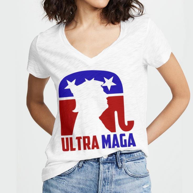 Funny Ultra Maga Gift For Americans Trump Biden Lover Women V-Neck T-Shirt