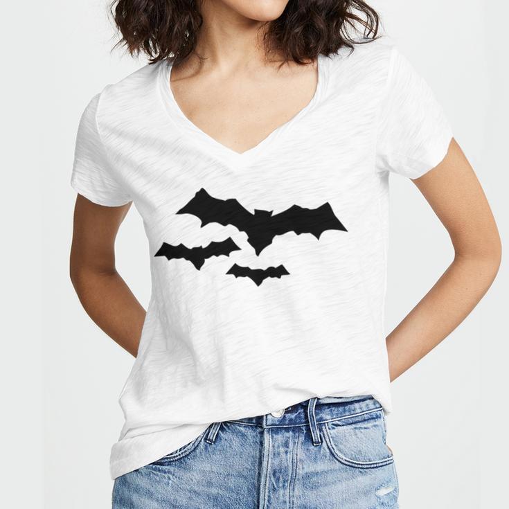 Halloween Scary Vampire Bats Pattern Women V-Neck T-Shirt