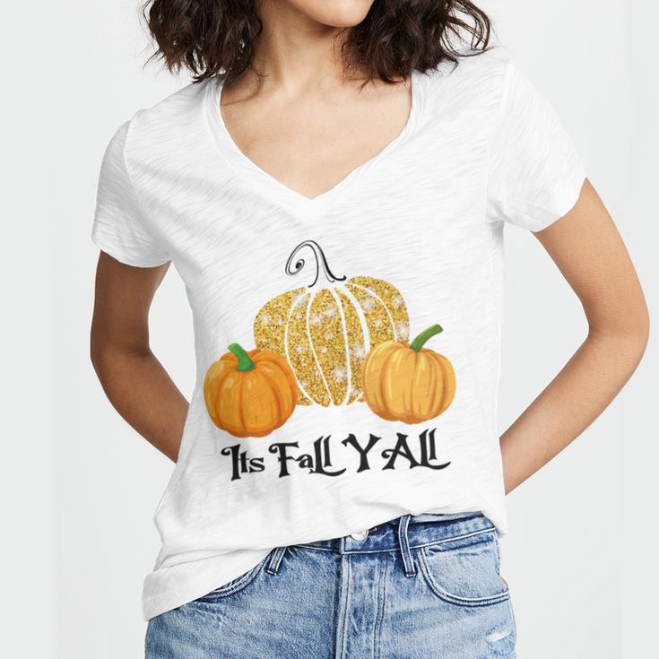 Happy Fall Yall Its Fall Yall Leopard Print Pump V2 Women V-Neck T-Shirt