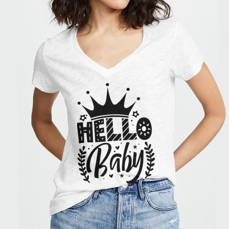 Hello Baby Graphic Design For New Coming Babys Women V-Neck T-Shirt