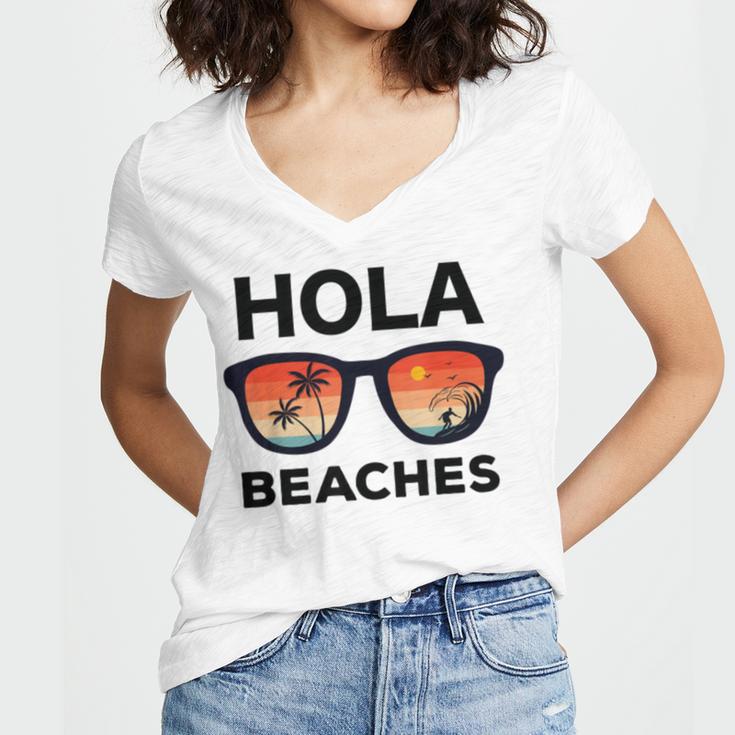 Hola Beaches Funny V2 Women V-Neck T-Shirt