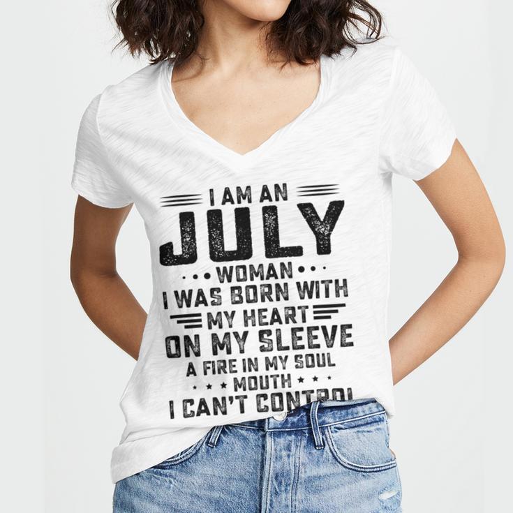 I Am An July Woman I Was Born With My Heart On My Sleevepng V2 Women V-Neck T-Shirt