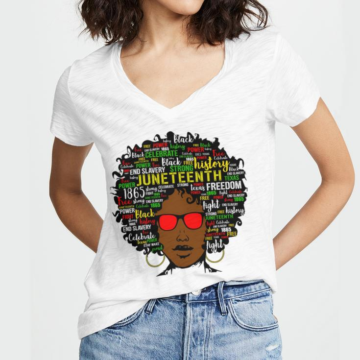 Juneteenth Black Woman Tshirt Women V-Neck T-Shirt