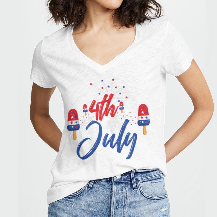 Memorial Day 4Th Of July Holiday Patriotic Ice Cream V2 Women V-Neck T-Shirt