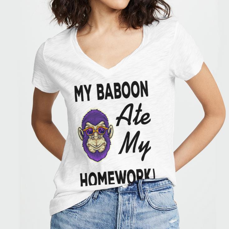 My Baboon Ate My Homework Women V-Neck T-Shirt