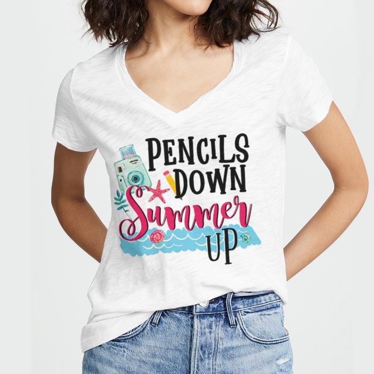 Pencils Down Summer Up Women V-Neck T-Shirt