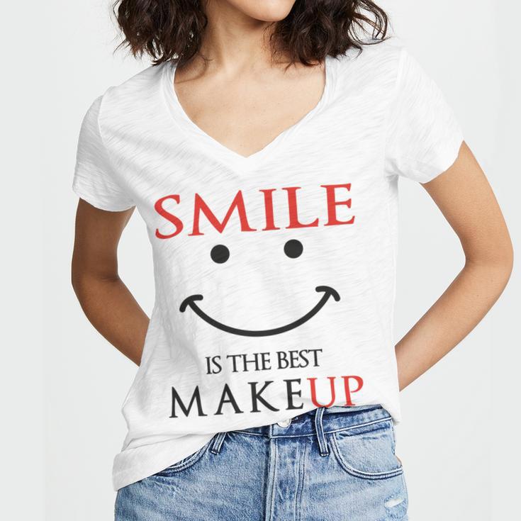 Smile Is The Best Makeup Women V-Neck T-Shirt