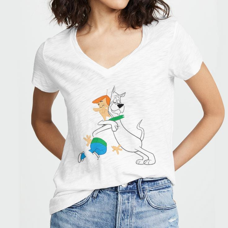 The Jetsons Astro Hugging George Women V-Neck T-Shirt