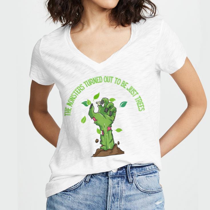 The Monsters Turned Out To Be Just Trees Hand Monster Women V-Neck T-Shirt