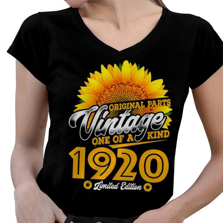 1920 Birthday Woman Gift   1920 One Of A Kind Limited Edition Women V-Neck T-Shirt