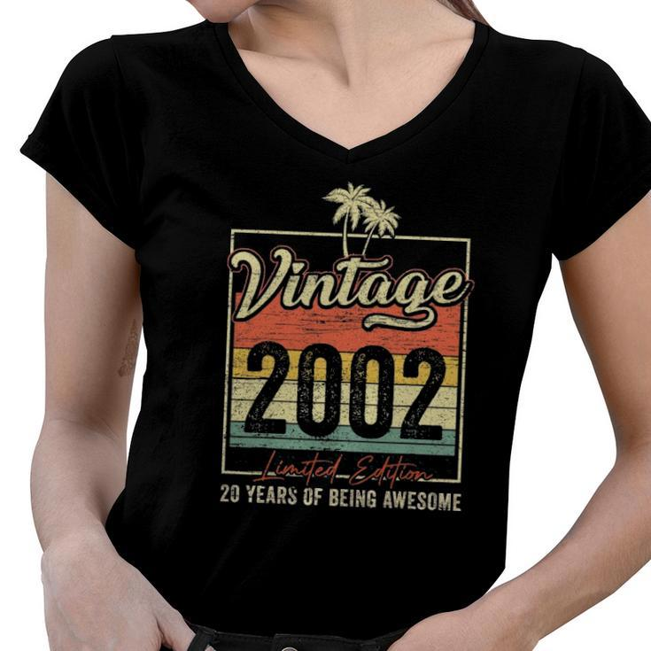 20 Birthday Gifts Vintage 2002 Limited Edition 20 Years Old Women V-Neck T-Shirt