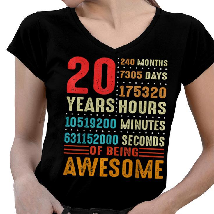 20 Years Old 20Th Birthday Vintage 240 Months For Boy Girl  Women V-Neck T-Shirt