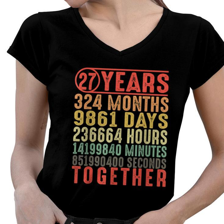 27 Year Wedding Anniversary Gifts For Her Him Couple  V2 Women V-Neck T-Shirt