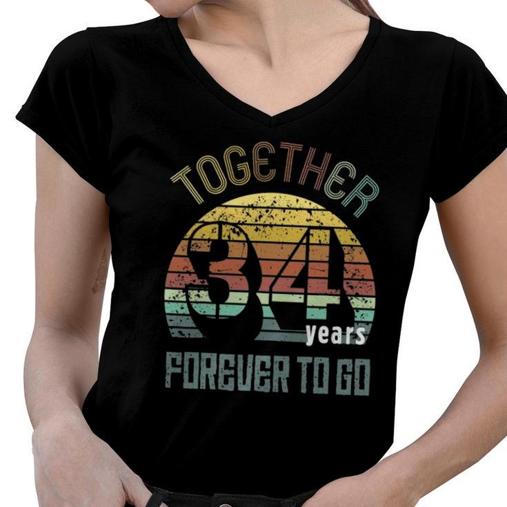 34Th Wedding Anniversary Gifts For Couples Matching 34 Gift Women V-Neck T-Shirt