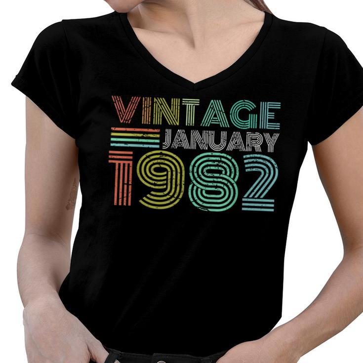 40Th Birthday Vintage January 1982 Forty Years Old  Women V-Neck T-Shirt