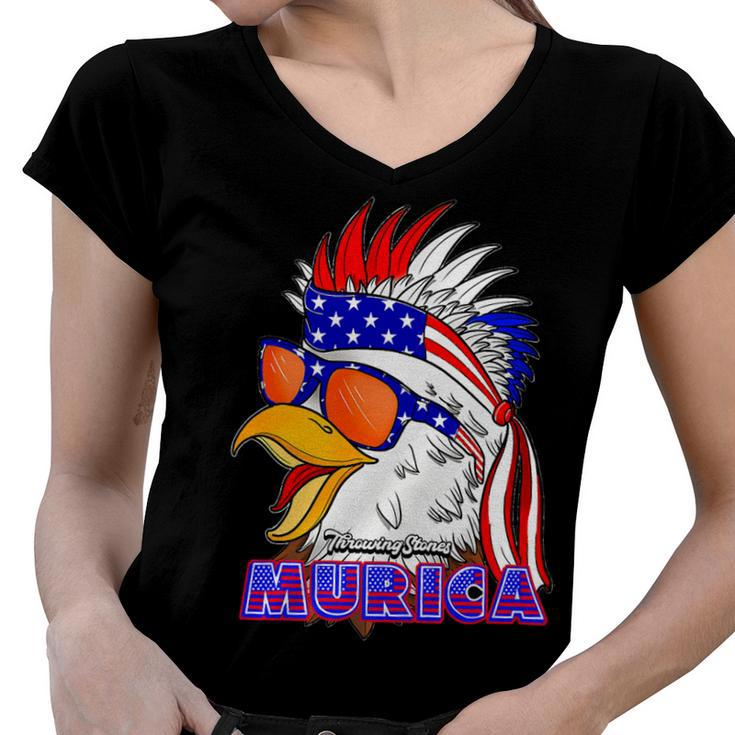 4Th July Throwing Stones Merch Murica T-Shirt Women V-Neck T-Shirt