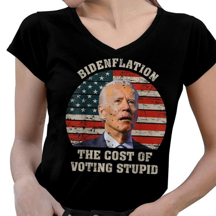 4Th Of July Bidenflation The Cost Of Voting Stupid Biden  Women V-Neck T-Shirt