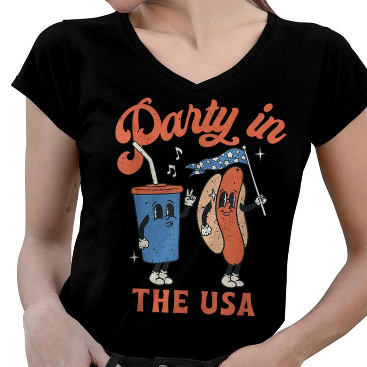 4Th Of July  For Hotdog Lover Party In The Usa  Women V-Neck T-Shirt