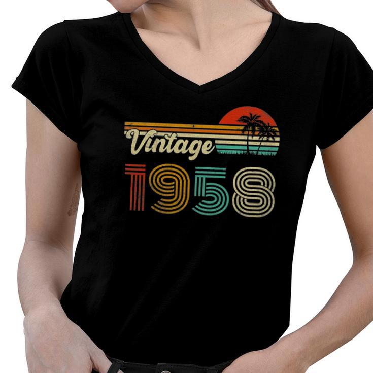 64 Years Old Vintage 1958 64Th Birthday Women V-Neck T-Shirt