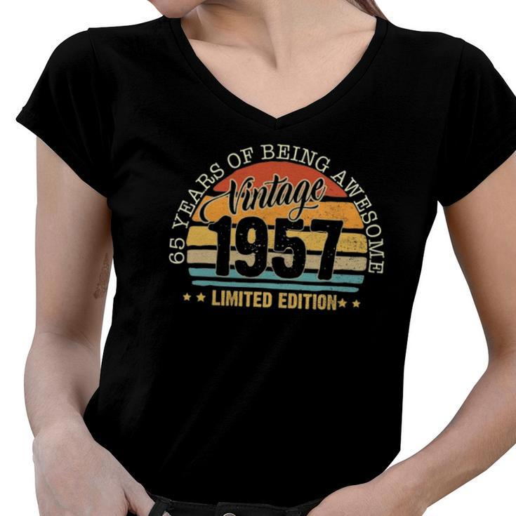 65 Years Old Gift Vintage 1957 Limited Edition 65Th Birthday Women V-Neck T-Shirt