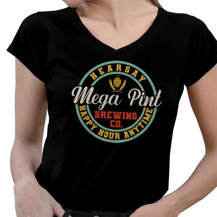 A Mega Pint Brewing Co Hearsay Happy Hour Anytime Tee Women V-Neck T-Shirt