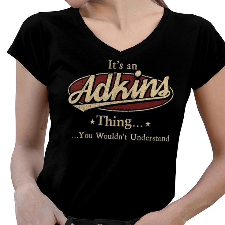 Adkins Shirt Personalized Name Gifts T Shirt Name Print T Shirts Shirts With Name Adkins Women V-Neck T-Shirt