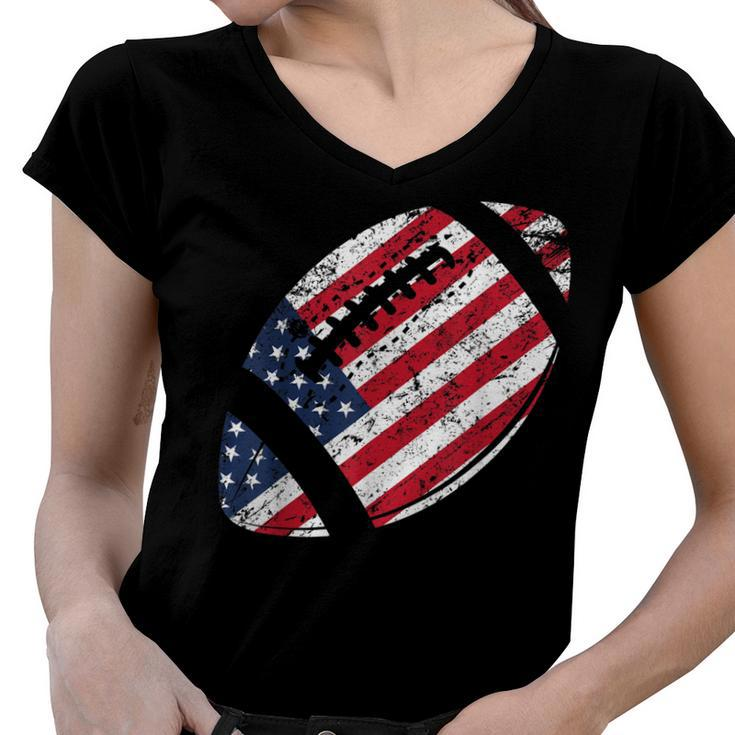 American Football 4Th July American Flag Patriotic Gift  Women V-Neck T-Shirt