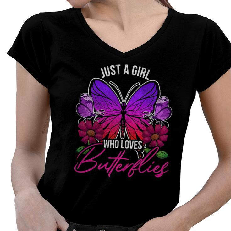 Animal Insect Butterfly Lover Girls Women Pretty Butterfly Women V-Neck T-Shirt