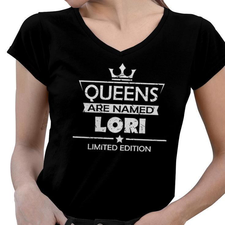 Awesome Queens Are Named Lori Custom Lori Design Tee Women V-Neck T-Shirt