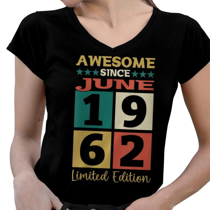 Awesome Since 1962 60Th Birthday Gift  Women V-Neck T-Shirt