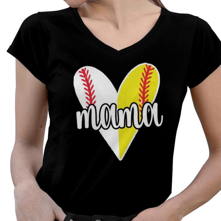 Baller Mama Proud Softball Baseball Player Ball Mom  Women V-Neck T-Shirt