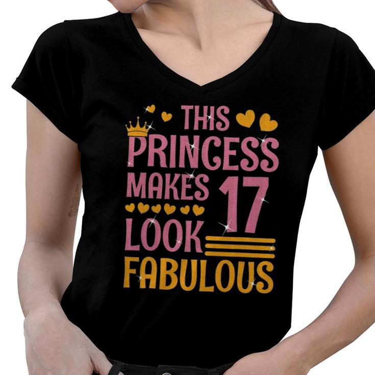 Bday Queen 17Th Birthday Seventeen Women V-Neck T-Shirt
