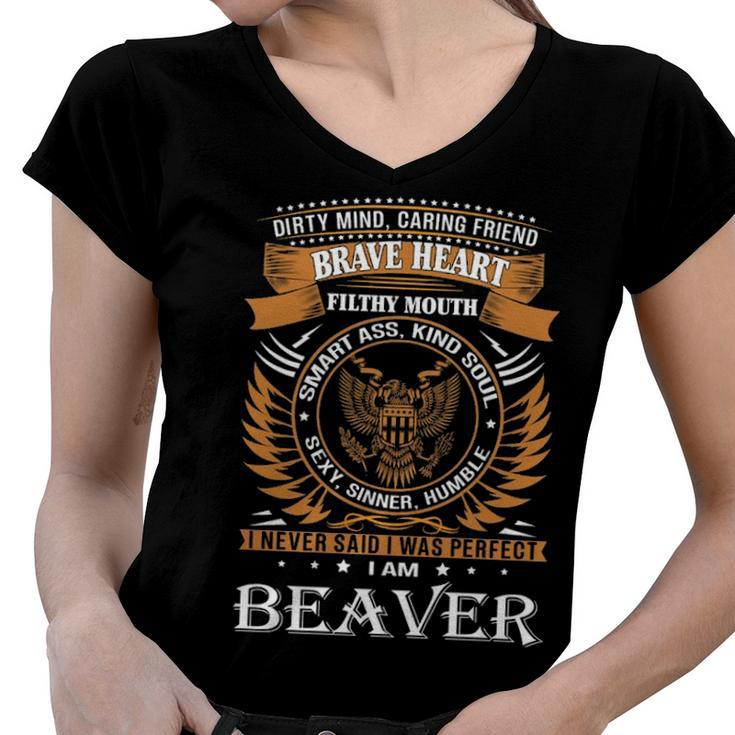 Beaver Name Gift   Beaver Brave Heart Women V-Neck T-Shirt