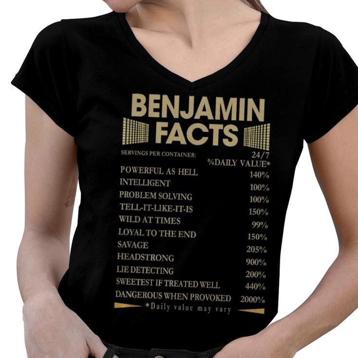 Benjamin Name Gift   Benjamin Facts Women V-Neck T-Shirt