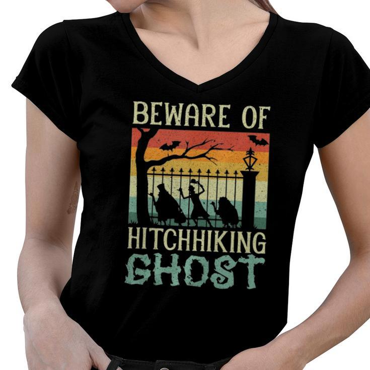 Beware Of The Hitchhiking Ghost Halloween Trick Or Treat  Women V-Neck T-Shirt