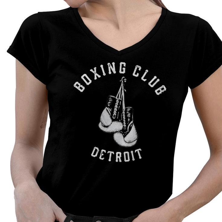 Boxing Club Detroit Distressed Gloves Women V-Neck T-Shirt