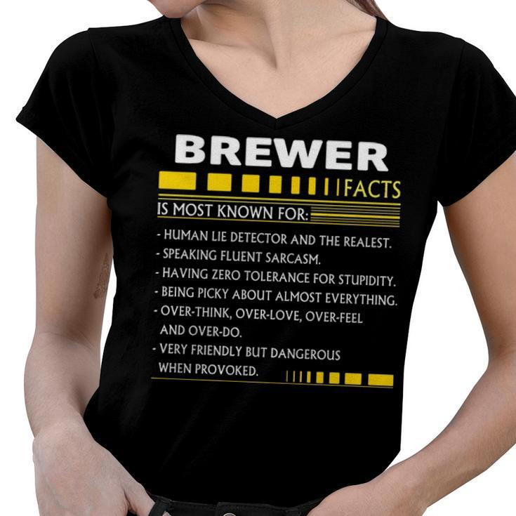 Brewer Name Gift   Brewer Facts Women V-Neck T-Shirt