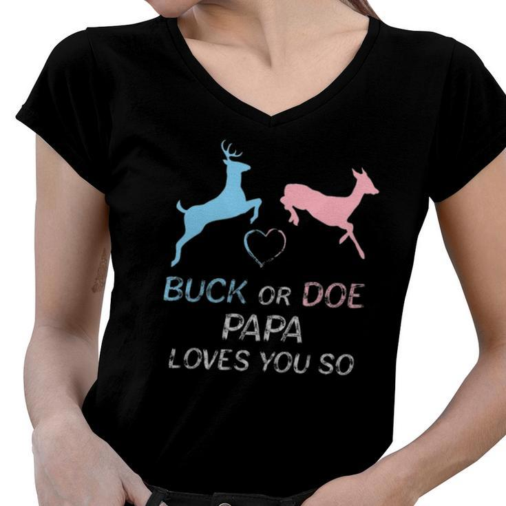 Buck Or Doe Baby Gender Reveal Papa Women V-Neck T-Shirt
