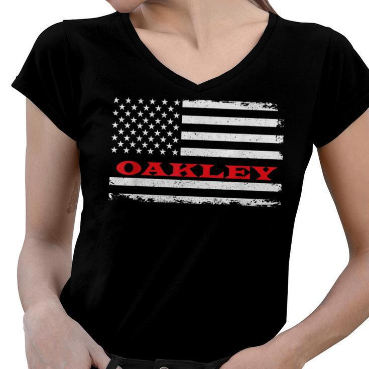 California American Flag Oakley Usa Patriotic Souvenir  Women V-Neck T-Shirt