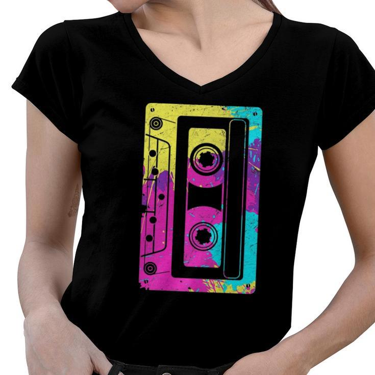 Cassette Tape Mixtape 80S And 90S Costume  Women V-Neck T-Shirt