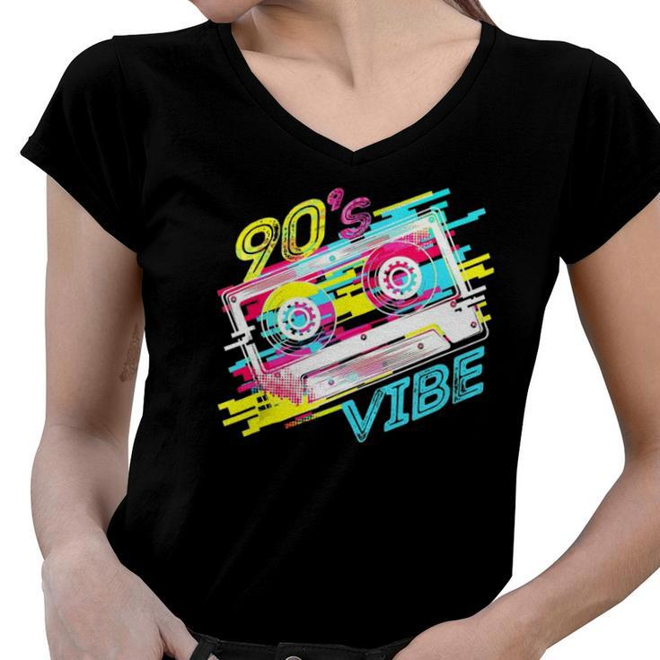 Cassette Tape Party Retro 90S Music Costume 90S Vibe Women V-Neck T-Shirt