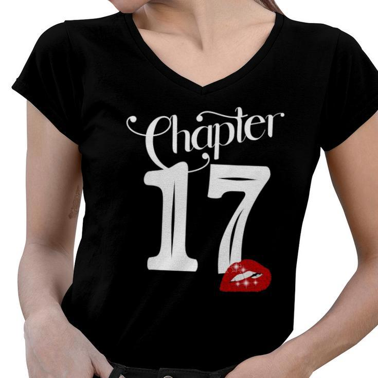 Chapter 17 17Th Birthday Lips Chapter 17 Years Old 2005 Birthday Party Women V-Neck T-Shirt