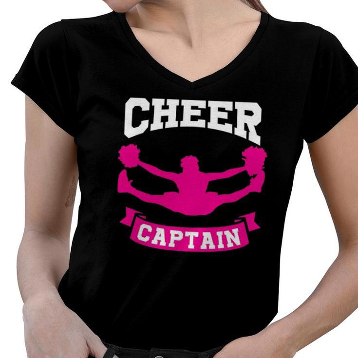 Cheer Captain Cheerleader Cheerleading Lover Gift Women V-Neck T-Shirt