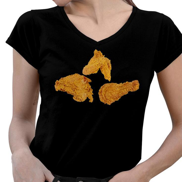 Chicken Wing Costume Halloween Fried Breast Drumsticks Woman  Women V-Neck T-Shirt