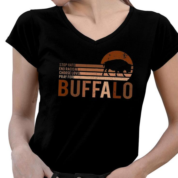 Choose Love Buffalo Stop Hate End Racism Choose Love Buffalo V2 Women V-Neck T-Shirt