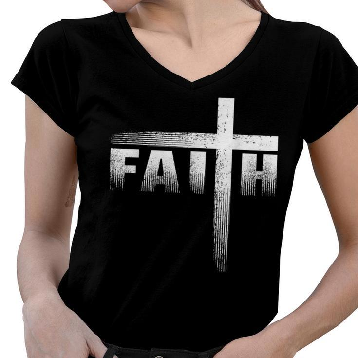 Christian Faith & Cross  Christian Faith & Cross   Women V-Neck T-Shirt