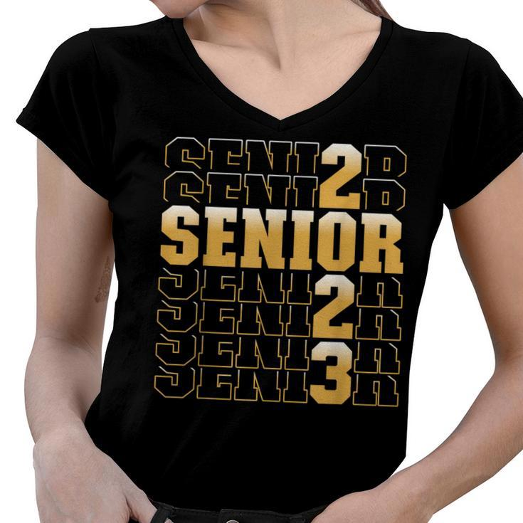 Class Of 2023 Senior 2023 Graduation Or First Day Of School  Women V-Neck T-Shirt