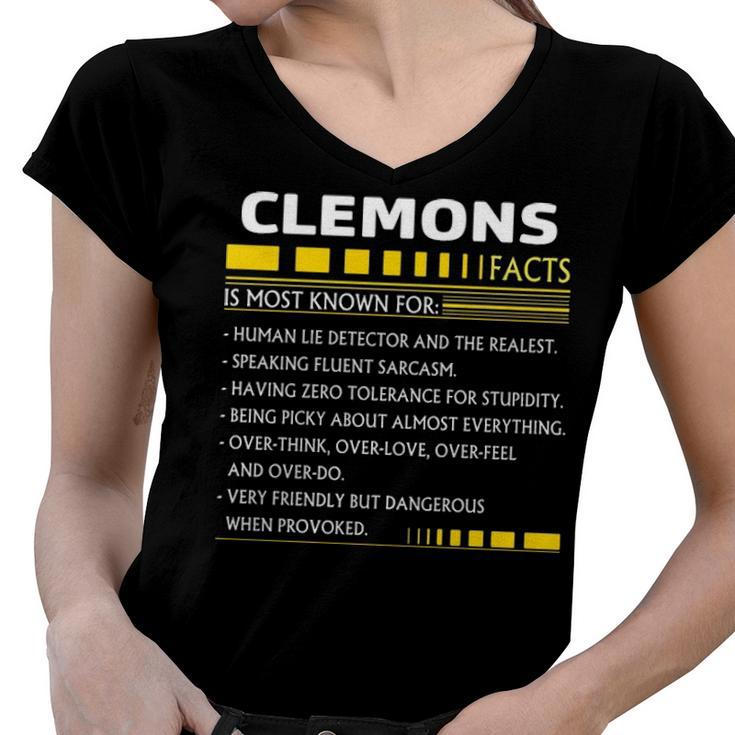 Clemons Name Gift   Clemons Facts Women V-Neck T-Shirt